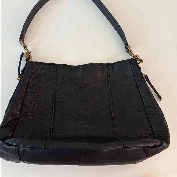 AMERICAN LEATHER COMPANY BLACK SHOULDER BAG BRASS HARDWARE SNAP POCKET ON FRONT - Picture 7 of 12